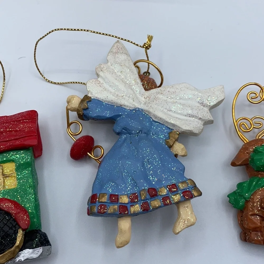 Avon 1998 Folkart Sparkle Ornament Set of 3 Christmas